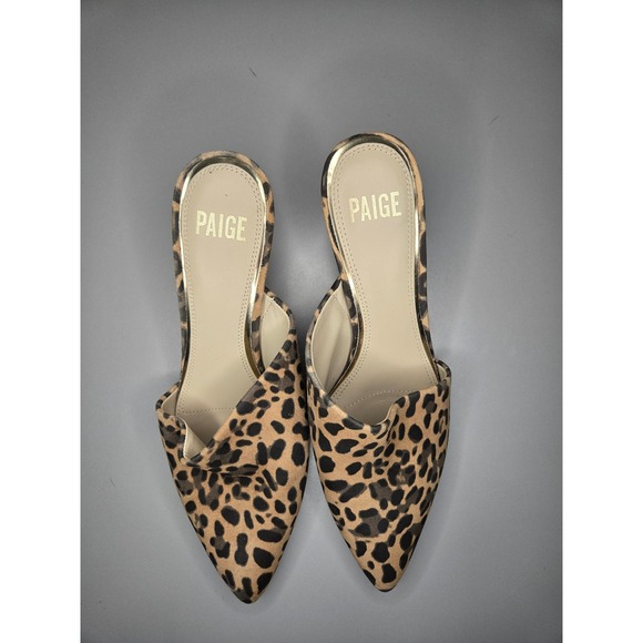 Paige Leopard Print Kitten Heel Mules Size 9 - Picture 2 of 9